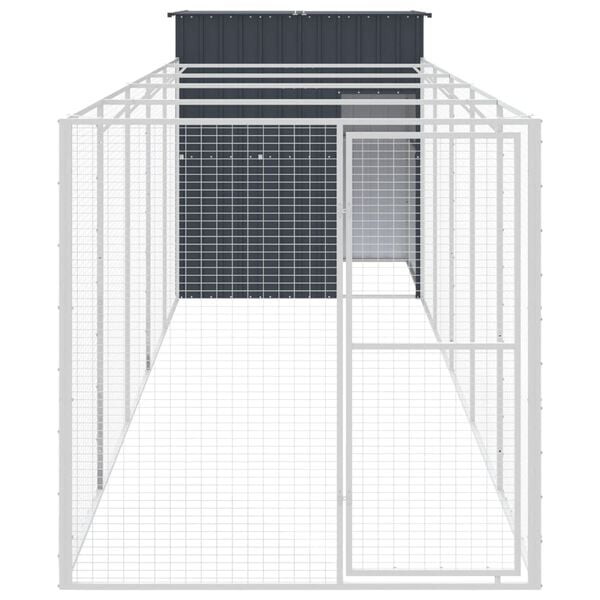 vidaXL Dog House Anthracite Galvanized Steel Large Durable Dog House