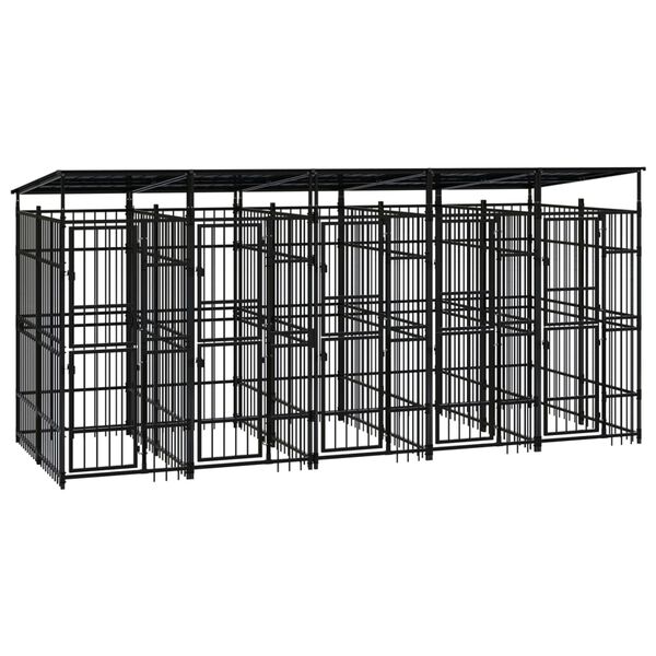 vidaXL Dog Kennel Black Powder-coated steel Large Dog Kennel