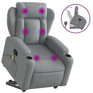 vidaXL Stand Up Massage Recliner Chair Light Grey