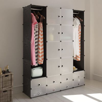 vidaXL Modular Cabinet with 18 Compartments Black and White 14.6"x57.5"x71.1"