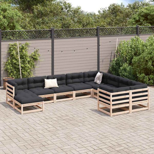 vidaXL Patio Sofa Set Anthracite Solid Pine Wood Large Modular