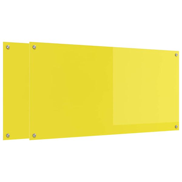vidaXL Kitchen Backsplash 2 pcs Yellow 47.24 x 23.62 in Tempered Glass