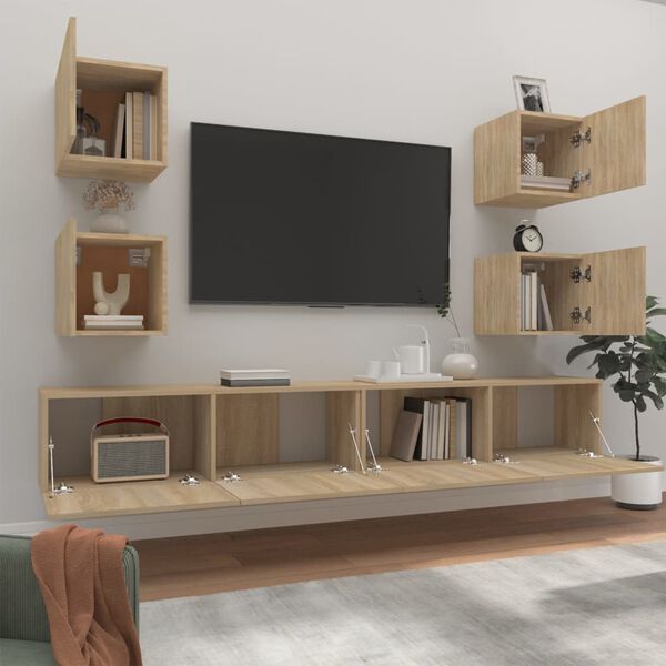 vidaXL TV Cabinet Set Set of 6 Sonoma oak Engineered wood Large