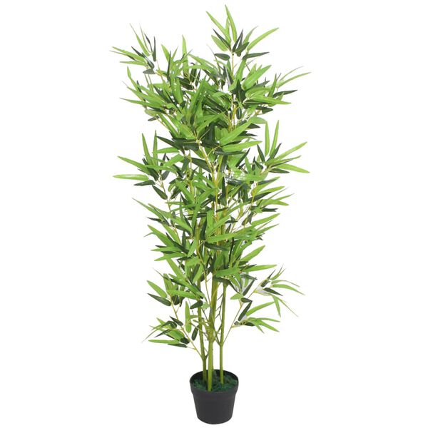vidaXL Artificial Plant Green Fabric, Plastic, Iron, Real Bamboo 47.2 in