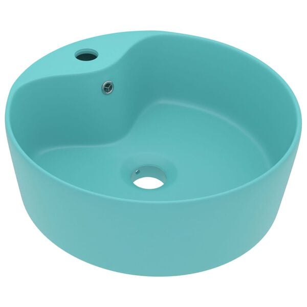 vidaXL Luxury Wash Basin with Overflow Matt Light Green 14.2x5.1" Ceramic
