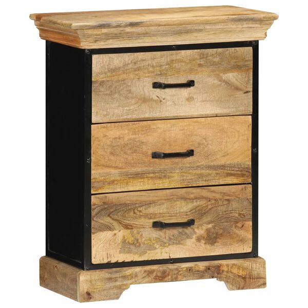 vidaXL Chest Of Drawers Natural wood with black iron accents