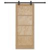 vidaXL Sliding Door Natural and Black 32.68 x 79.53 in Solid Pine Wood