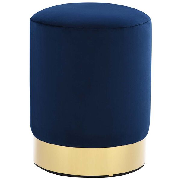 vidaXL Stool Blue and Gold Plywood, Velvet, Metal Compact Lightweight