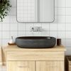 vidaXL Countertop Basin Grey and Black Oval 23.2x15.7x5.5" Ceramic