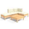 vidaXL Garden Lounge Set Cream Solid pine wood, fabric (100% polyester)