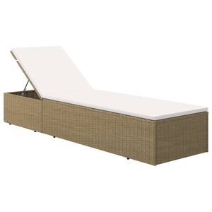 vidaXL Sunlounger Brown and cream white PE rattan, powder-coated steel