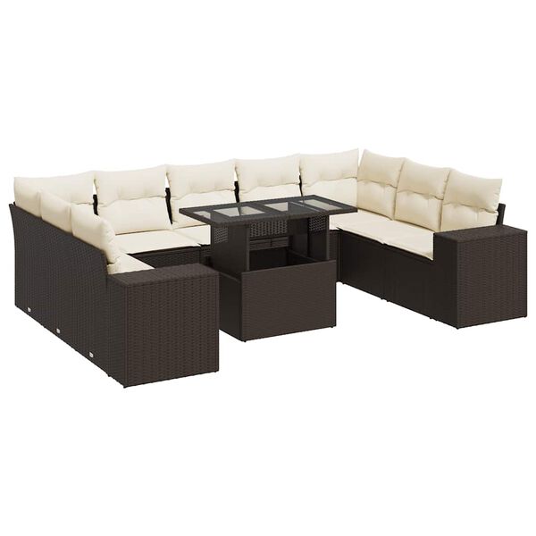 vidaXL Garden Sofa Set Brown and Cream white