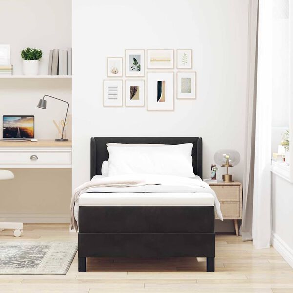vidaXL Box Spring Bed with Mattress Black 78.74 x 31.50 in Polyester