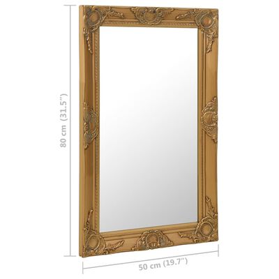 vidaXL Wall Mirror Baroque Style 19.7"x31.5" Gold