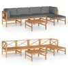 vidaXL Garden Lounge Set Grey and Natural Wood Solid Teak Wood Medium