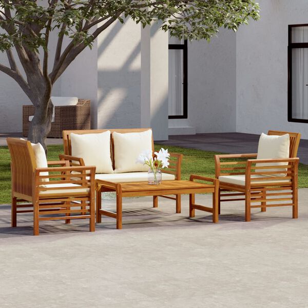 vidaXL Garden Lounge Set Cream white, Natural wood