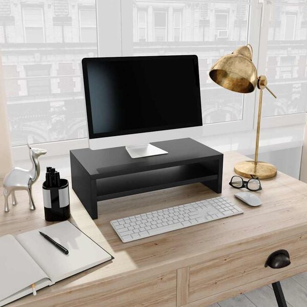 vidaXL Monitor Stand Black Engineered Wood Compact Monitor Stand