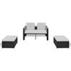vidaXL Lounge Set Black and cream PE rattan, powder-coated steel, polyester