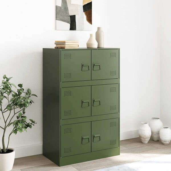 vidaXL Sideboard Olive Green Cold-rolled Steel 26.4 x 15.4 x 42.1 in
