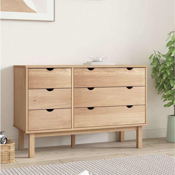 vidaXL Drawer Cabinet Natural Wood Solid Pine Wood Large Drawer Cabinet