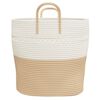 vidaXL Storage Basket Beige and White 100% Cotton Medium Collapsible