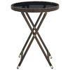 vidaXL Tea Table Brown PE Rattan Medium Foldable Folding Table Round