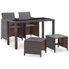 vidaXL Outdoor Furniture Set Brown Steel, Poly Rattan, Polyester, Glass