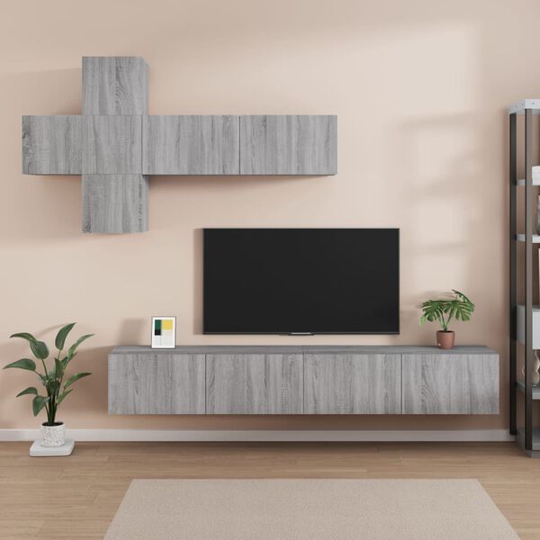 vidaXL TV Cabinet Set Set of 7 Gray Sonoma Engineered Wood
