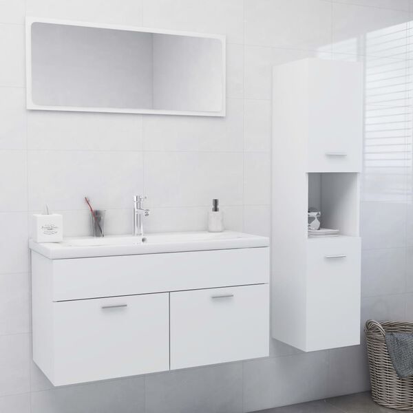 vidaXL Bathroom Furniture Set White Engineered wood, acrylic