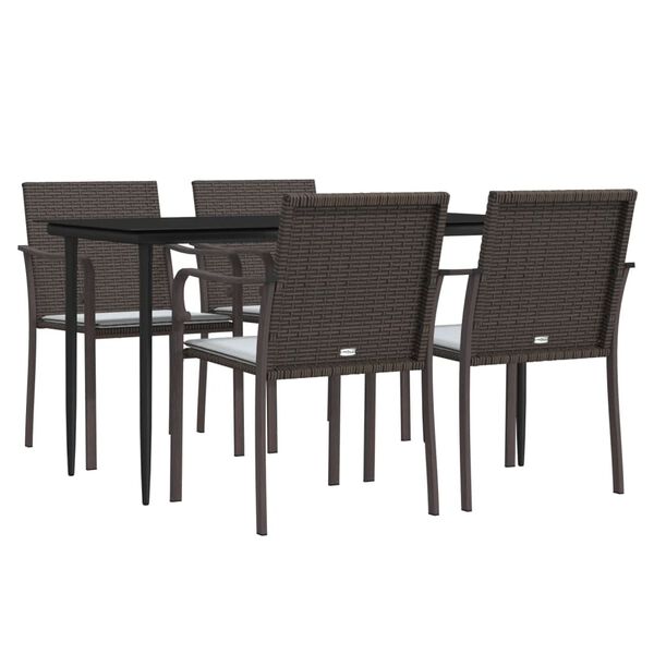 vidaXL Garden Dining Set Brown, Black, Cream White