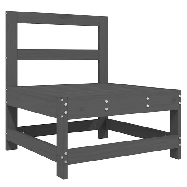 vidaXL Middle Sofa Grey Solid pine wood Medium Modular Middle Sofa