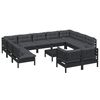 vidaXL Garden Lounge Set Black Solid pine wood Medium Modular