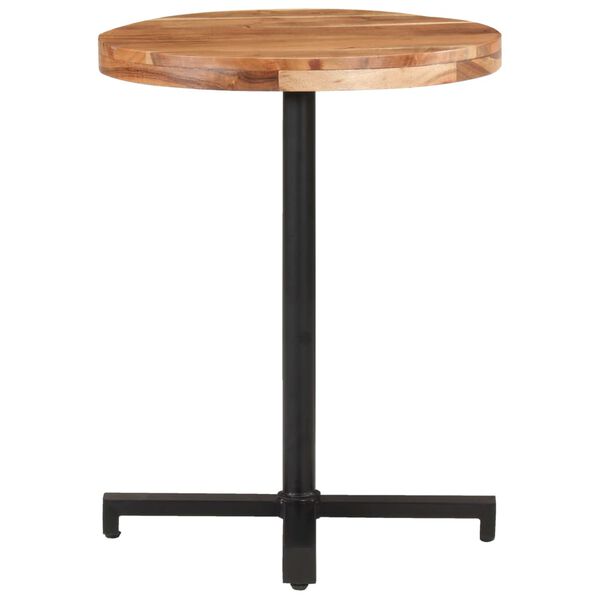 vidaXL Bistro Table Natural wood, Black Solid Acacia wood, Iron Compact