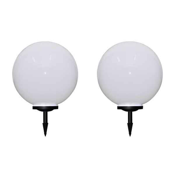 vidaXL Garden Lamp Set of 2 White glossy ball, black tube