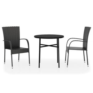 vidaXL Garden Dining Set Black Poly Rattan, Powder-Coated Steel, PP board