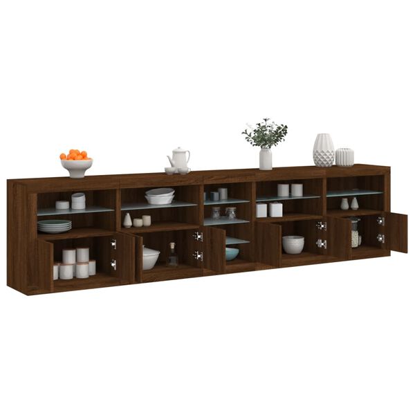 vidaXL Sideboard Brown oak Engineered wood, glass Large Sideboard