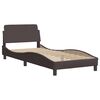vidaXL Bed Frame Dark Brown Polyester, Metal, Solid Pine Wood, Plywood