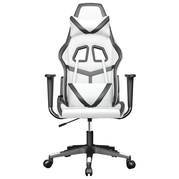 vidaXL Gaming Chair White and Black Faux Leather, Metal, Plywood Large