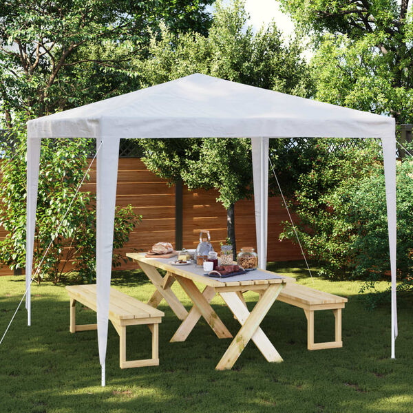 vidaXL Party Tent White Polyethylene, Iron 8.2 x 8.2 ft
