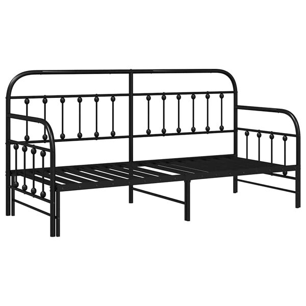 vidaXL Daybed Frame with Headboard Black 31.5" x 78.7" Steel