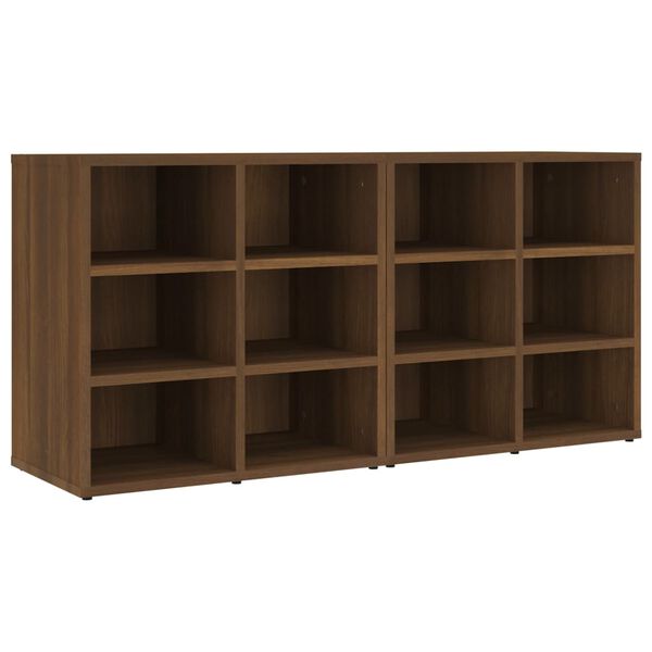 vidaXL Shoe Cabinet Set of 2 Brown Oak Engineered wood Medium