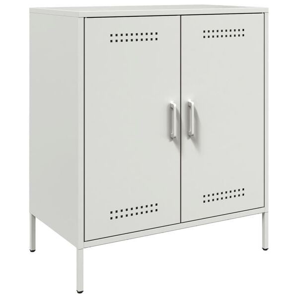 vidaXL Sideboard White Steel Medium Sideboard Rectangular Industrial