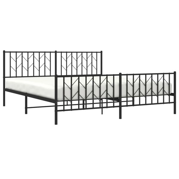 vidaXL Bed Frame Black Powder-Coated Steel Super King Size Bed Frame