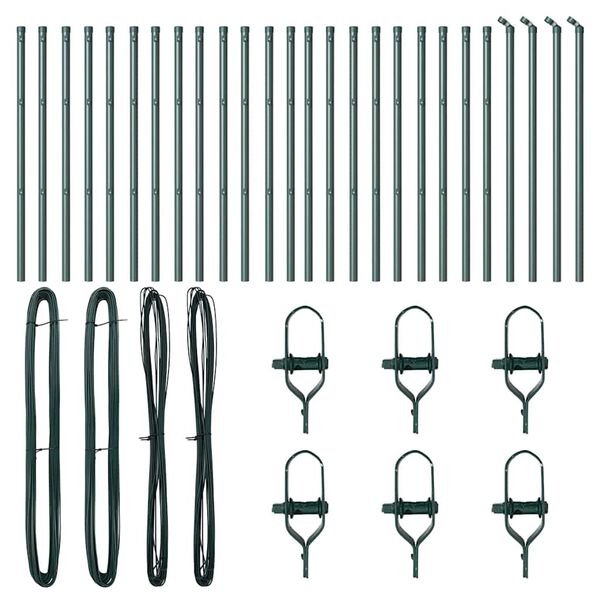 vidaXL Fence Post Other 26 pcs Green 1.26 x 1.26 x 47.24 in Steel