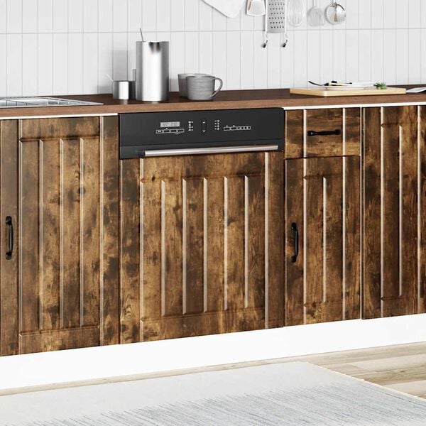 vidaXL Dishwasher Panel Smoked Oak Engineered Wood