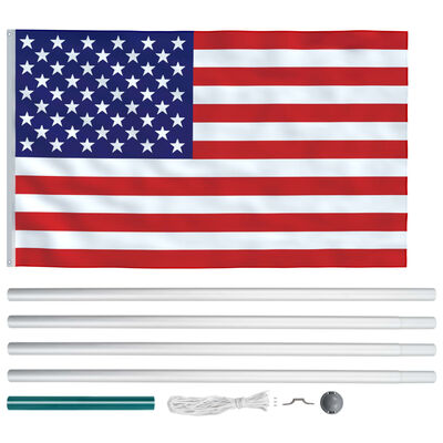 vidaXL US Flag and Pole Aluminum 20.3'