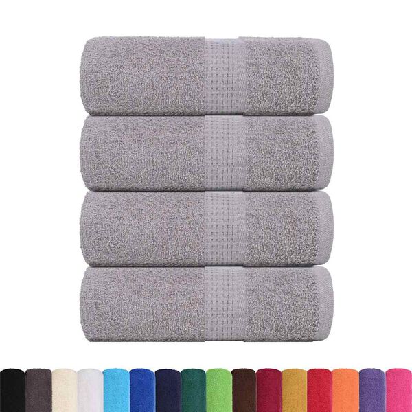 vidaXL Soap Towel Set of 4 Grey 100% ring-spun cotton 11.8x11.8 in