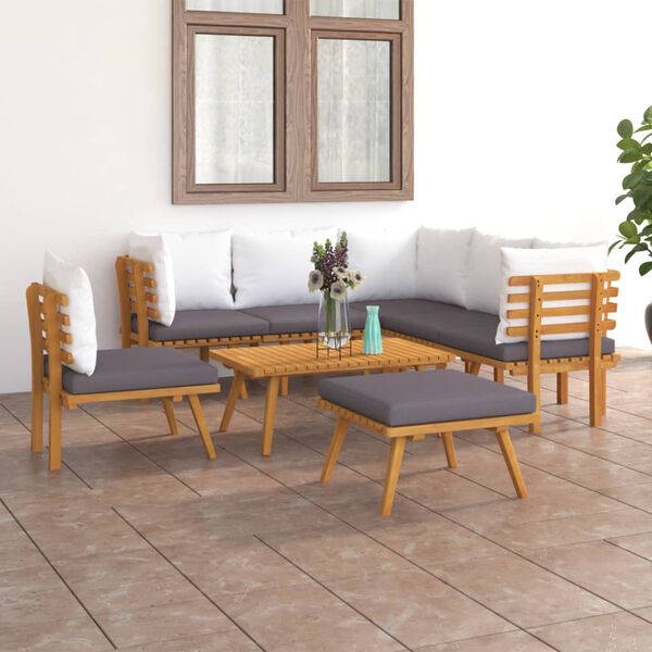 vidaXL Garden Lounge Set Dark Grey, White