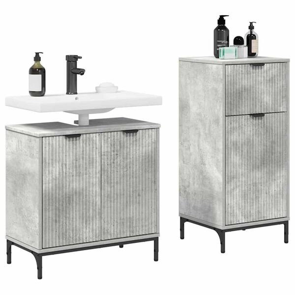 vidaXL Bathroom Furniture Set 2 pcs Concrete grey 39.5 x 36 x 88 cm