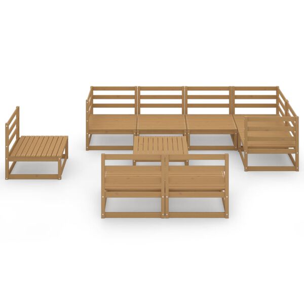 vidaXL Garden Lounge Set Honey Brown Solid Pinewood 9 Pieces Modular